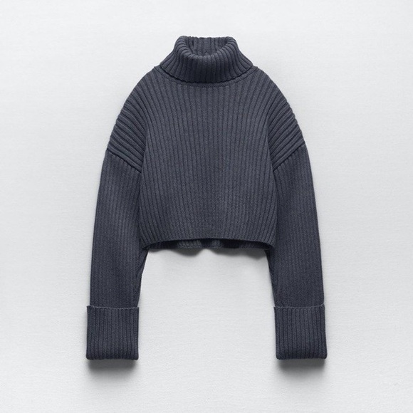 ZARA Rib Knit Crop Sweater L Grey - REF 6771/012 - Picture 3 of 6